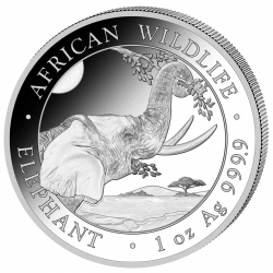 . 1 coin x SOMALIA 100 SHILLINGS 2023 ELEFANTE AFRICANO COMIENDO MONEDA DE PLATA silver CAPSULA ONZA OZ Elephant