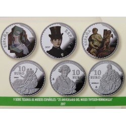 3 monedas x ESPAÑA 10 EUROS 2017 V SERIE TESOROS DE MUSEOS ESPAÑOLES JUAN GRIS + MONET + RUBENS PLATA FNMT