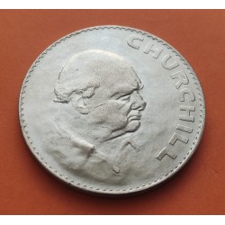 INGLATERRA 1 CORONA 1965 WINSTON CHURCHILL y REINA ISABEL II KM.910 MONEDA DE NICKEL SC- UK 1 Crown