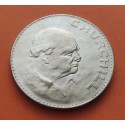 INGLATERRA 1 CORONA 1965 WINSTON CHURCHILL y REINA ISABEL II KM.910 MONEDA DE NICKEL SC- UK 1 Crown