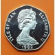 ISLA DE MAN 50 PENIQUES 1982 CHRISTMAS CORO y ARBOL DE NAVIDAD KM.794 MONEDA DE PLATA PROOF Imperfecciones 50 Pence UK