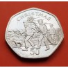 @RARA@ ISLA DE MAN 50 PENIQUES 1994 CHRISTMAS KM.425 MONEDA DE NICKEL SC- @ESCASA@ 50 Pence UK HUNTING THE WREN
