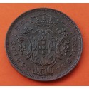 AZORES 10 REIS 1901 ESCUDO del REY CARLOS I EL DIPLOMATICO KM.17 MONEDA DE BRONCE EBC- Portugal 10 Reis 1901