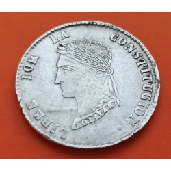 BOLIVIA 4 SOLES 1857 F.J. Ceca de POTOSI ESCUDO y BOLIVAR KM.96 MONEDA DE PLATA MBC- silver coin República Boliviana