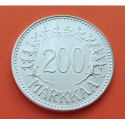 FINLANDIA 200 MARKKAA 1957 H ARBOLES DEL BOSQUE KM.42 MONEDA DE PLATA SC- Finnland silver coin 28mm