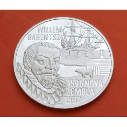 HOLANDA 20 EURO 1996 WILLEM BARENTSZ, GALEON y OSO POLAR KM.X123 MONEDA DE PLATA PROOF The Netherlands