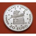 GRECIA 20 EURO 1996 BARCO ANTIGUO LANZADOR DE DISCO OLIMPIADA DE ATLANTA MONEDA DE PLATA PROOF Greece 20 Ecus