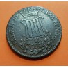 ESPAÑA Reina ISABEL II 6 CUARTOS 1838 PRINCIP DE CATALUÑA ESCUDO KM.128 MONEDA DE COBRE @ESCASA@ Spain