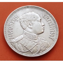 TAILANDIA 1 BAHT 1915 BE2458 Reino de SIAM - KING RAMA VI ELEFANTES KM.45 MONEDA DE PLATA MBC+ @RARA@ Thailand silver