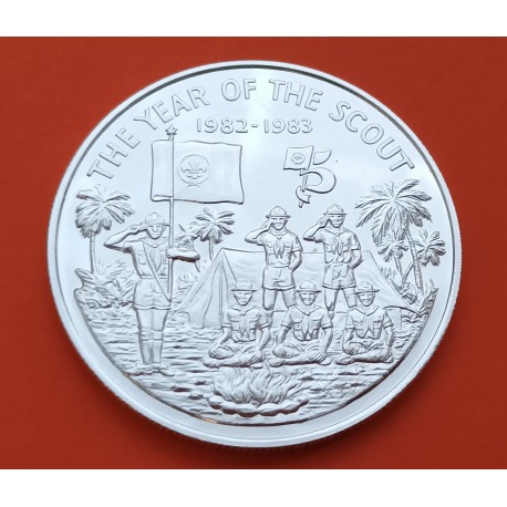 LIBERIA 20 DOLARES 1983 AÑO INTERNACIONAL DEL SCOUT KM.45 MONEDA DE PLATA SC- silver coin Year Of Scout