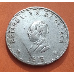 @RARA@ MEXICO 1 PESO 1915 ESTADO DE OAXACA MONEDA PROVISIONAL KM.742 PLATA Época de PANCHO VILLA 27mm