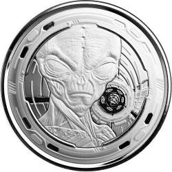 . 1 acoin x GHANA 5 CEDIS 2022 ALIENIGENA DENTRO DE NAVE EXTRARRESTRE MONEDA DE PLATA CAPSULA OZ Alien