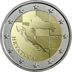. 1 acoin x CROACIA 2 EUROS 2023 MAPA DEL PAÍS MONEDA BIMETALICA SC PROCEDE DE CARTUCHO Croatia coin