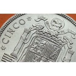 ESPAÑA 5 PESETAS 1949 * 19 49 FRANCO ESTADO ESPAÑOL KM.778 MONEDA DE NICKEL SC Imperfecciones de fabricación