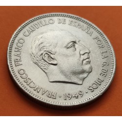 ESPAÑA 5 PESETAS 1949 * 19 49 FRANCO ESTADO ESPAÑOL KM.778 MONEDA DE NICKEL SC Imperfecciones de fabricación