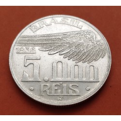 BRASIL 5000 REIS 1936 BUSTO SANTOS DUMONT KM.543 MONEDA DE PLATA EBC- Brazil silver coin
