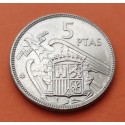 ESPAÑA 5 PESETAS 1957 * 67 ESTADO ESPAÑOL FRANCISCO FRANCO SI PLUS ULTRA KM.786 MONEDA DE NICKEL SC R/2