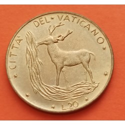 VATICANO 20 LIRAS 1971 CIERVO y ESCUDO PAPA PABLO VI KM.120 MONEDA DE LATON SC- Vatican 20 Lire