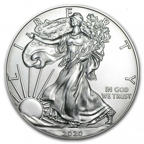 ESTADOS UNIDOS 1 DOLAR 2020 EAGLE LIBERTY MONEDA DE PLATA PURA 999 SC $1 Dollar Coin USA United States OZ ONZA OUNCE