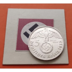 ALEMANIA 5 MARCOS ESVASTICA NAZI 1937 E PLATA III REICH EBC 1