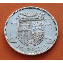 . ESPAÑA 1 PESETA 1933 * 3-4 REVERSO GIRADO PLATA REPUBLICA