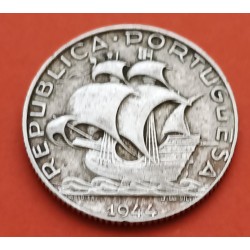 PORTUGAL 2,50 ESCUDOS 1944 CARABELA KM.580 MONEDA DE PLATA MBC- República Portuguesa silver WWII R/2
