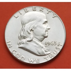 ESTADOS UNIDOS 1/2 DOLAR 1963 P BENJAMIN FRANKLIN KM.163 MONEDA DE PLATA EBC/SC USA Half Dollar silver R/2