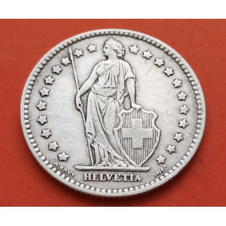 SUIZA 1 FRANCO 1908 B DAMA y VALOR KM.24 MONEDA DE PLATA MBC Switzerland silver coin