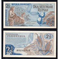 INDONESIA 2,50 RUPIAS 1961 CAMPESINOS Pick 79 BILLETE SC 2,50 Rupiah UNC BANKNOTE