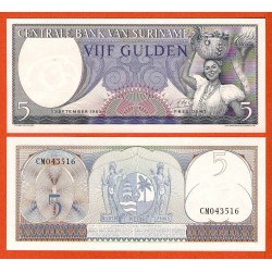 SURINAME 5 GULDEN 1963 MUJER CON CESTA DE FRUTAS Pick 120 BILLETE SC Surinam UNC BANKNOTE