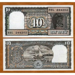 INDIA 10 RUPIAS 1997 BARCO VELERO y LEON Pick 60AB Firma 86 BILLETE SC @GRAPAS@ UNC BANKNOTE