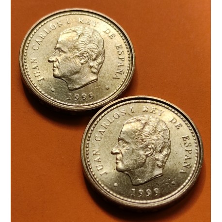 1 moneda x @ERROR PERLAS UNIDAS@ 100 PESETAS 1999 ANCIANOS LATON Flor de Lis hacia DIBUJO SC- VARIANTE CATALOGADA España