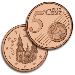 . 1 moneda x ESPAÑA 5 CENTIMOS 2002 CATEDRAL DE SANTIAGO COBRE SC SIN CIRCULAR @RARA@ SPAIN EURO COIN
