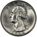 ESTADOS UNIDOS 1/4 DOLAR 1964 D (Denver) PRESIDENTE GEORGE WASHINGTON KM.164 MONEDA DE PLATA @SC@ USA silver Quarter R/1