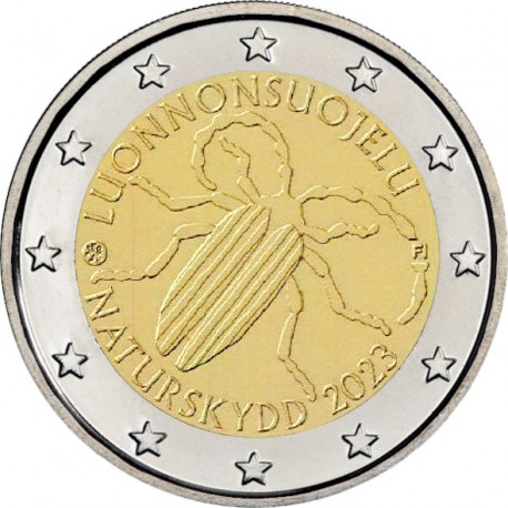 . 1 acoin FINLANDIA 2 EUROS 2023 NATURALEZA y ESCARABAJO 1ª MONEDA CONMEMORATIVA SC Finnland 2€