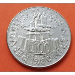 SAN MARINO 100 LIRAS 1978 EL TRABAJO FAO KM.82 MONEDA DE ACERO SC- 100 Lire