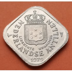 ANTILLAS HOLANDESAS 5 CENTIMOS 1979 VALOR y CARACTERES KM. 13 MONEDA DE NIKEL EBC Netherland Antilles