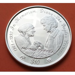 SIERRA LEONA 10 DOLARES 1997 LADY DI y TERESA DE CALCUTA KM.78 MONEDA DE PLATA PROOF Sierra Leone