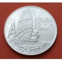 ARUBA 25 FLORIN 1992 WINDSURF OLIMPIADA DE BARCELONA KM.10 MONEDA DE PLATA PROOF Caribbean silver OLYMPICS