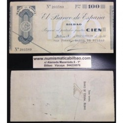 BILBAO 100 PESETAS 1936 BANCO DE BILBAO 203589 EUZKADI EUSKADI