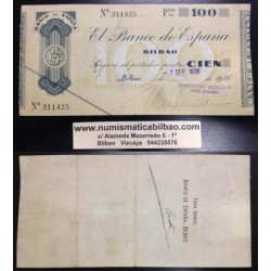 BILBAO 100 PESETAS 1936 BANCO DE VIZCAYA 311425 EUZKADI LUJO