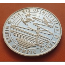 TURQUIA 5000 LIRAS 1984 PATINAJE SOBRE HIELO WINTER OLYMPICS GAMES KM.971 MONEDA DE PLATA PROOF Turkey