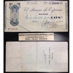 BILBAO 100 PESETAS 1936 BANCO CENTRAL 119738 EUZKADI @RARO@