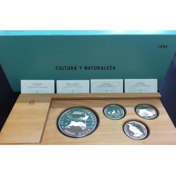 8,20 ONZAS x ESPAÑA CULTURA y NATURALEZA 1ª Serie 2000 PESETAS + 5000 PESETAS + 10000 PESETAS 1994 PLATA ESTUCHE FNMT