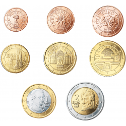 AUSTRIA SERIE EUROS 2002 : 1+2+5+10+20+50 Centimos 1€+2€ EURO