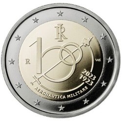 . 1 acoin ITALIA 2 EUROS 2023 AERONAUTICA MILITARE Fuerza Aérea AVIACIÓN 1ª MONEDA CONMEMORATIVA Italy