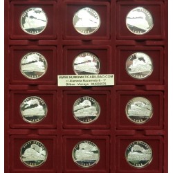 12 monedas x MARSHALL ISLANDS 50 DOLARES 1996 WORLD'S LEDENDARY STEAM LOCOMOTIVE TRENES LOCOMOTORAS PLATA 1 ONZA OZ SILVER