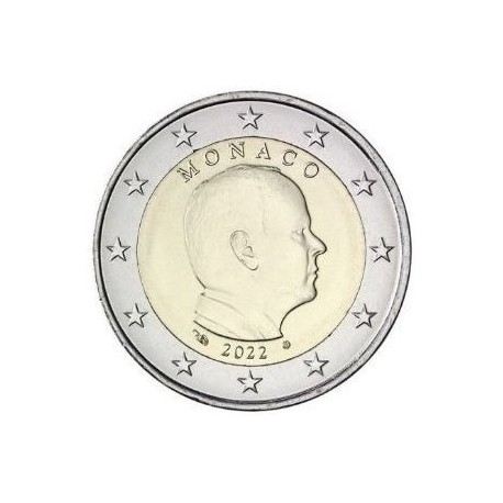 1 coin x MONACO 2 EUROS 2022 REY ALBERTO II SIN CIRCULAR MONEDA NO CONMEMORATIVA @ESCASA@