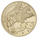 . 2ª moneda x ESLOVAQUIA 5 EUROS 2021 LOBOS EN MANADA AULLANDO Flora y Fauna 2ª MONEDA DE LATON SC Slovakia