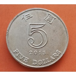 HONG KONG 5 DOLARES 1979 DRAGON CORONADO e ISABEL II KM.39 @10 LADOS@ MONEDA DE NICKEL SC Inglaterra